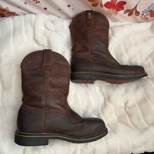Rocky WorkMax Steel Toe 11” Mens 9M Work Square Toe Brown Leather Pull On Boots